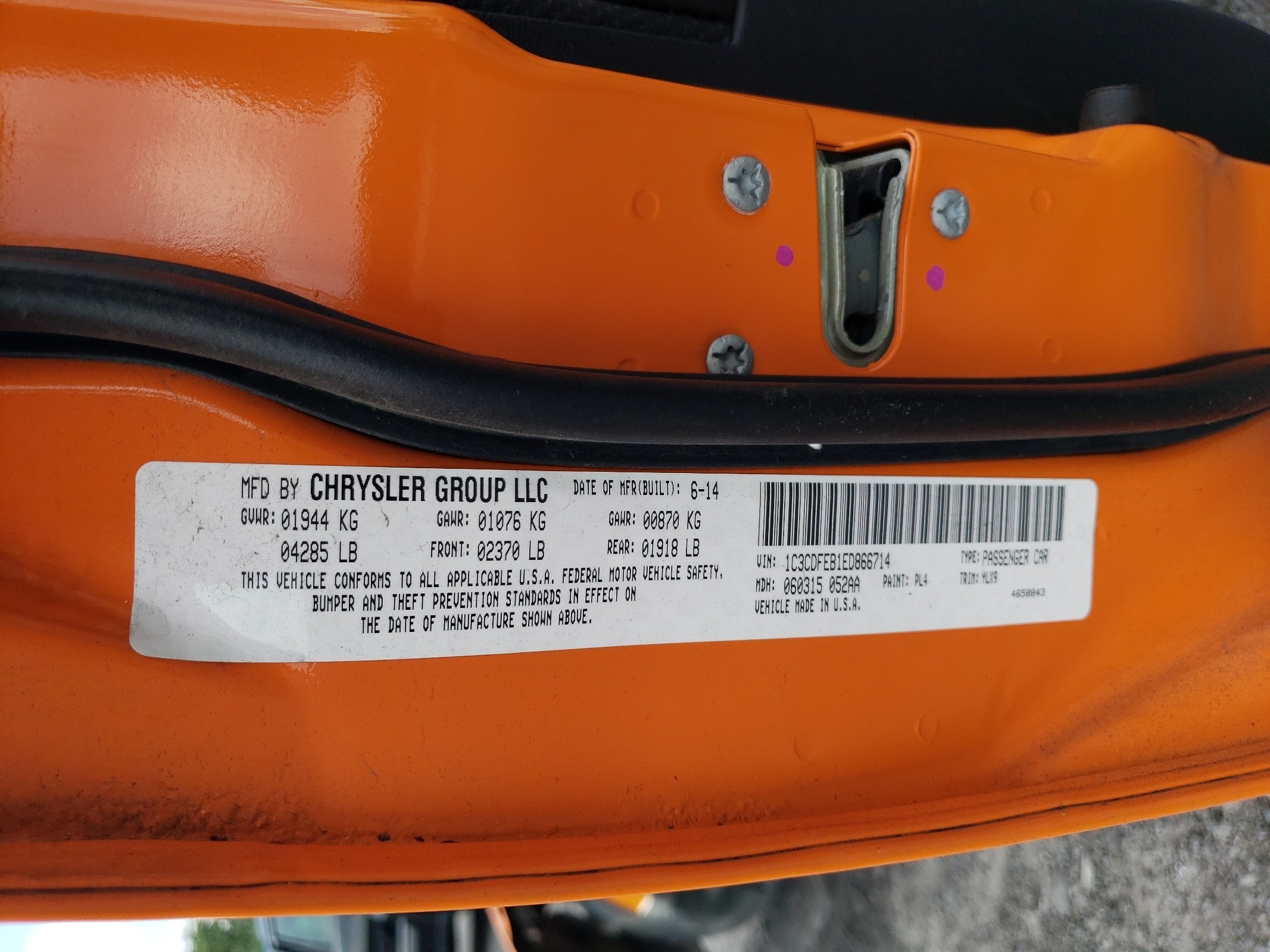 1C3CDFEB1ED866714 2014 Dodge Dart Gt