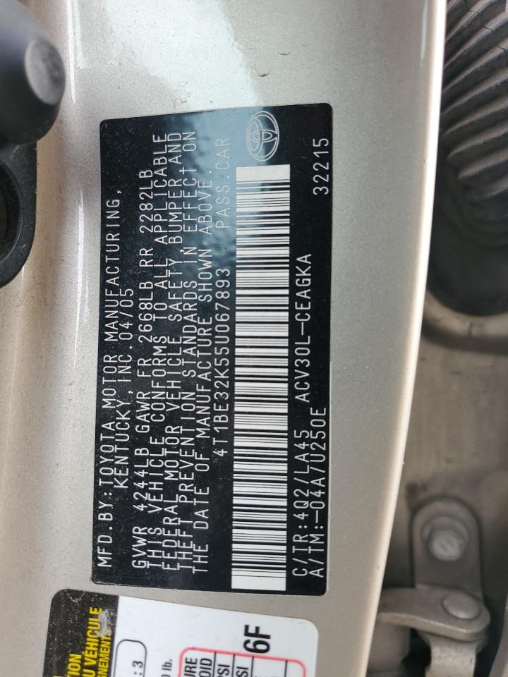 2005 Toyota Camry Le VIN: 4T1BE32K55U067893 Lot: 61916394