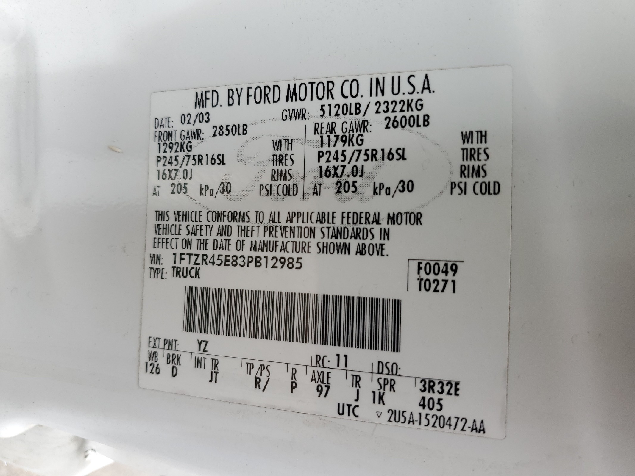 1FTZR45E83PB12985 2003 Ford Ranger Super Cab