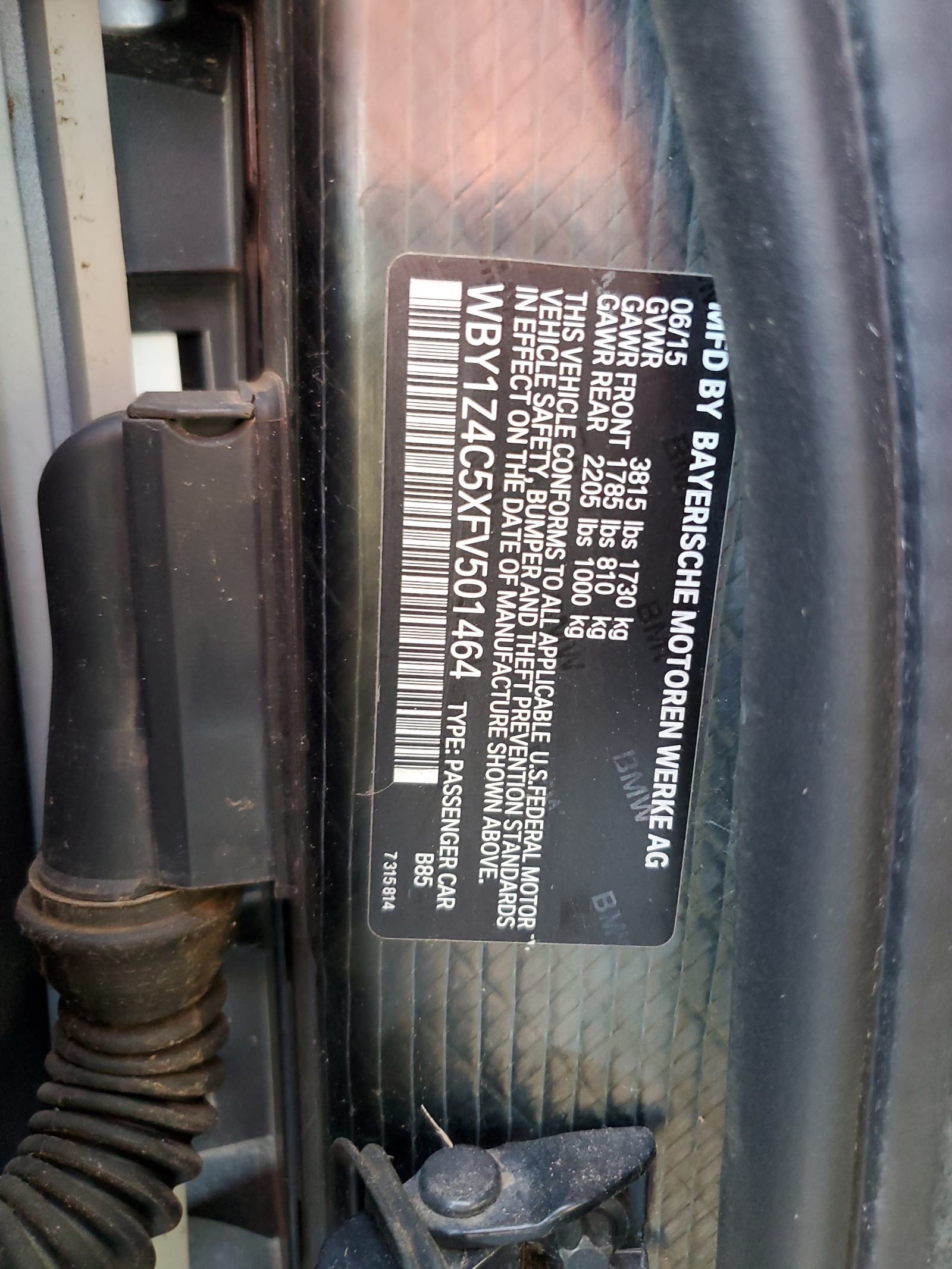 WBY1Z4C5XFV501464 2015 BMW I3 Rex