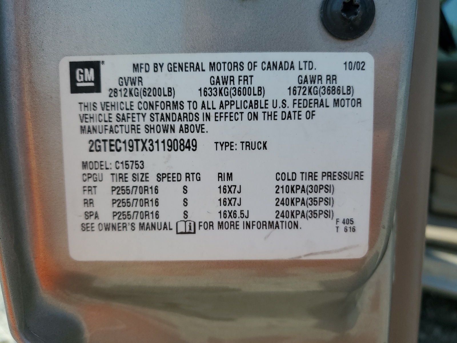 2GTEC19TX31190849 2003 GMC New Sierra C1500