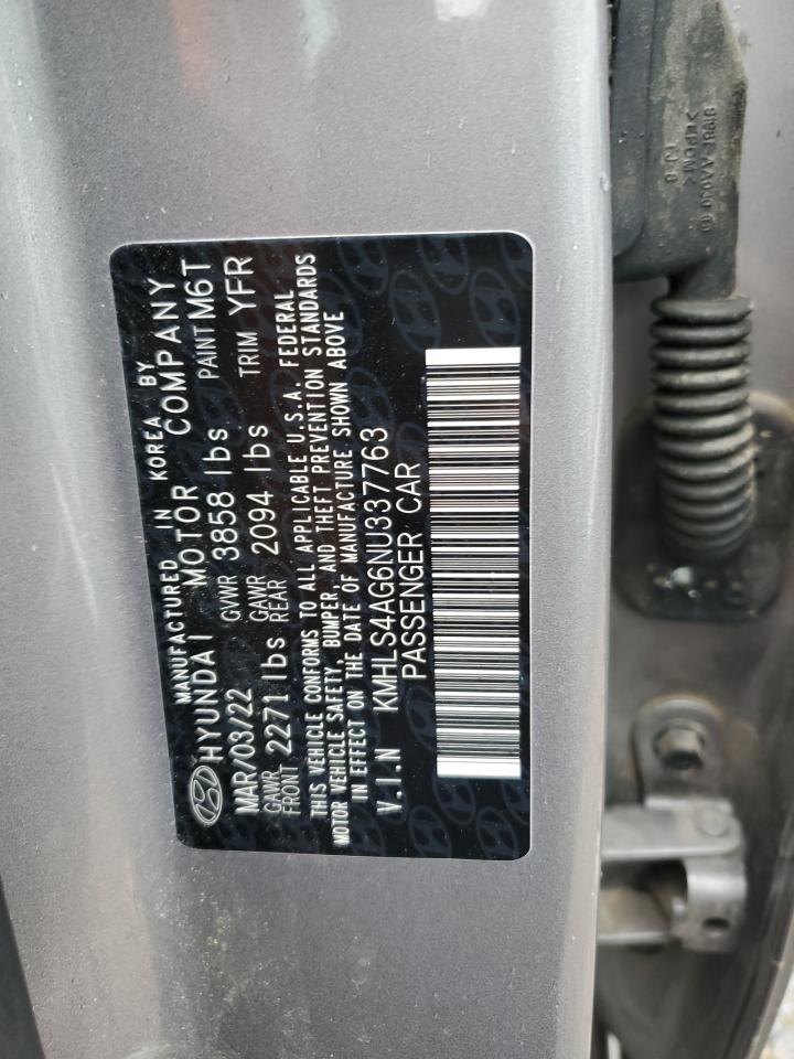 2022 Hyundai Elantra Sel VIN: KMHLS4AG6NU337763 Lot: 64207964