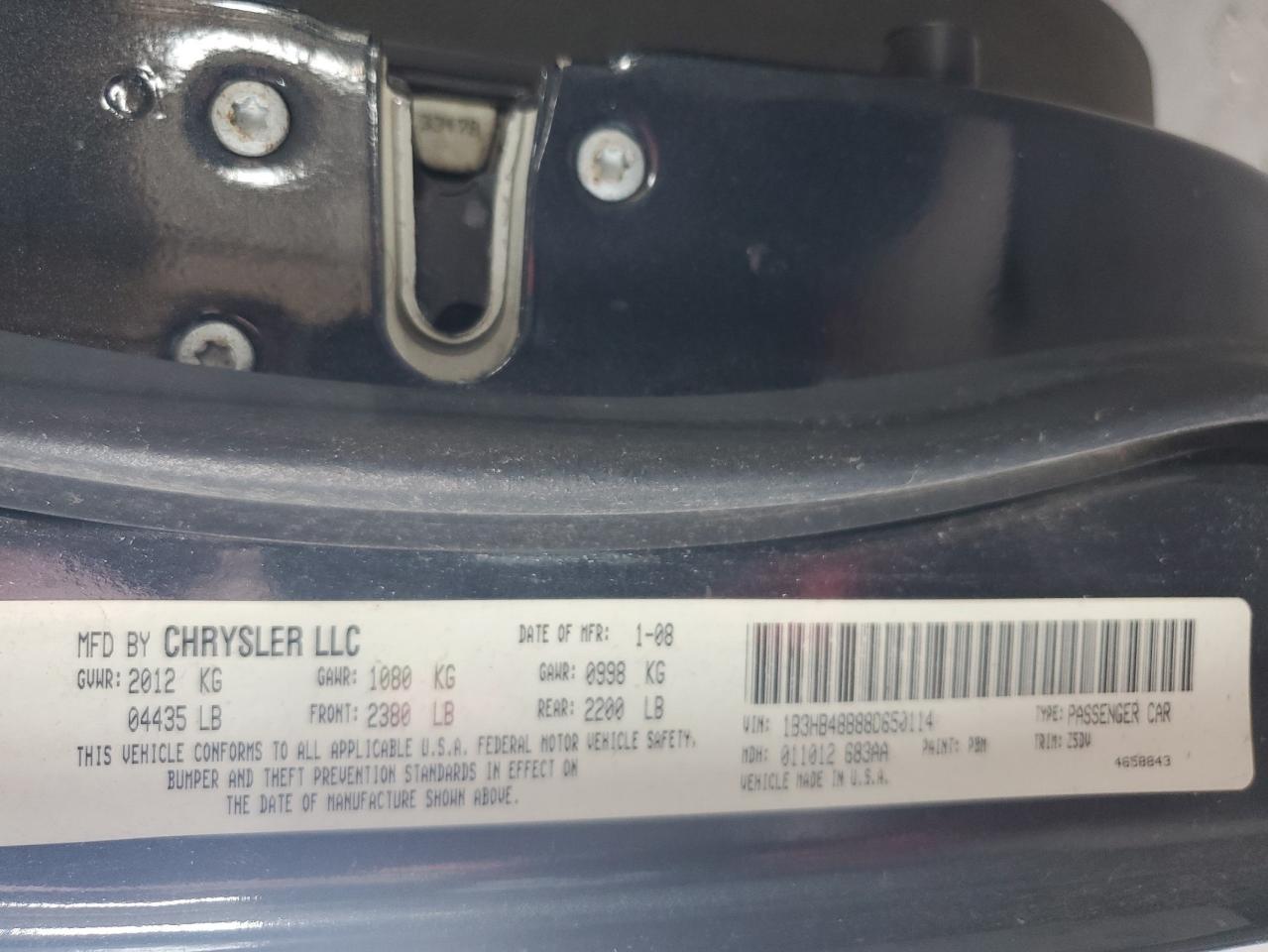 2008 Dodge Caliber Sxt VIN: 1B3HB48B88D650114 Lot: 75333114