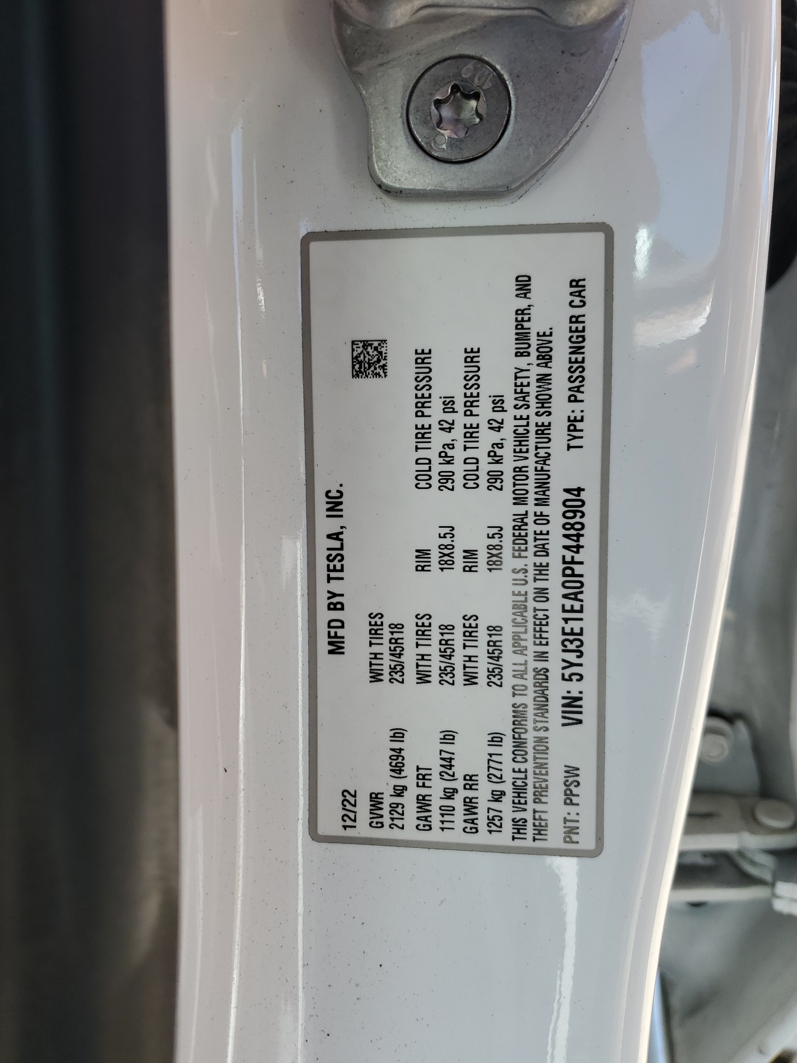 5YJ3E1EA0PF448904 2023 Tesla Model 3