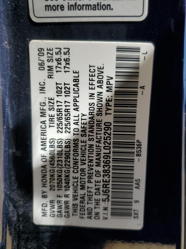 2009 Honda Cr-V Lx VIN: 5J6RE38369L025290 Lot: 63470304