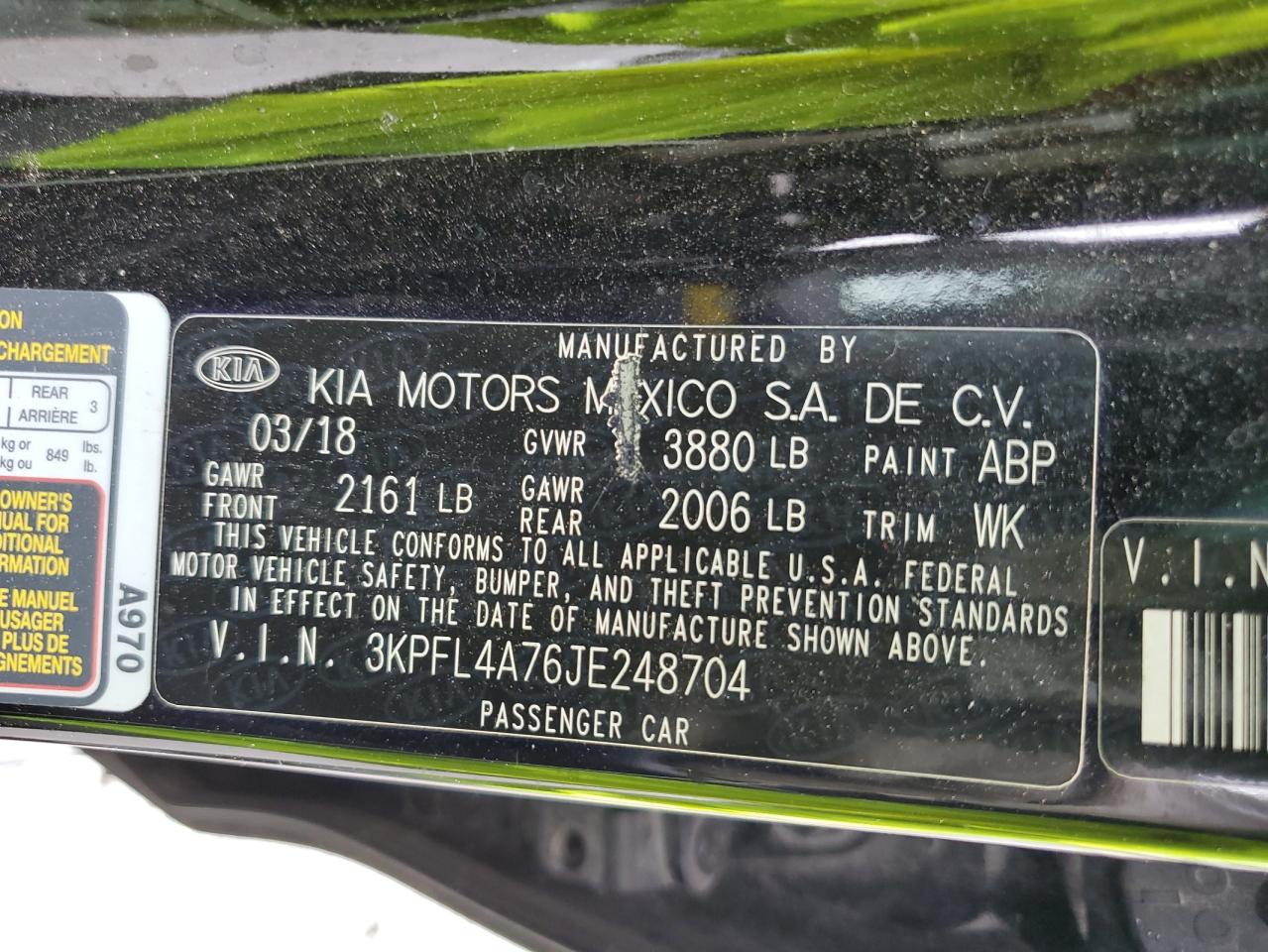 2018 Kia Forte Lx VIN: 3KPFL4A76JE248704 Lot: 61280734