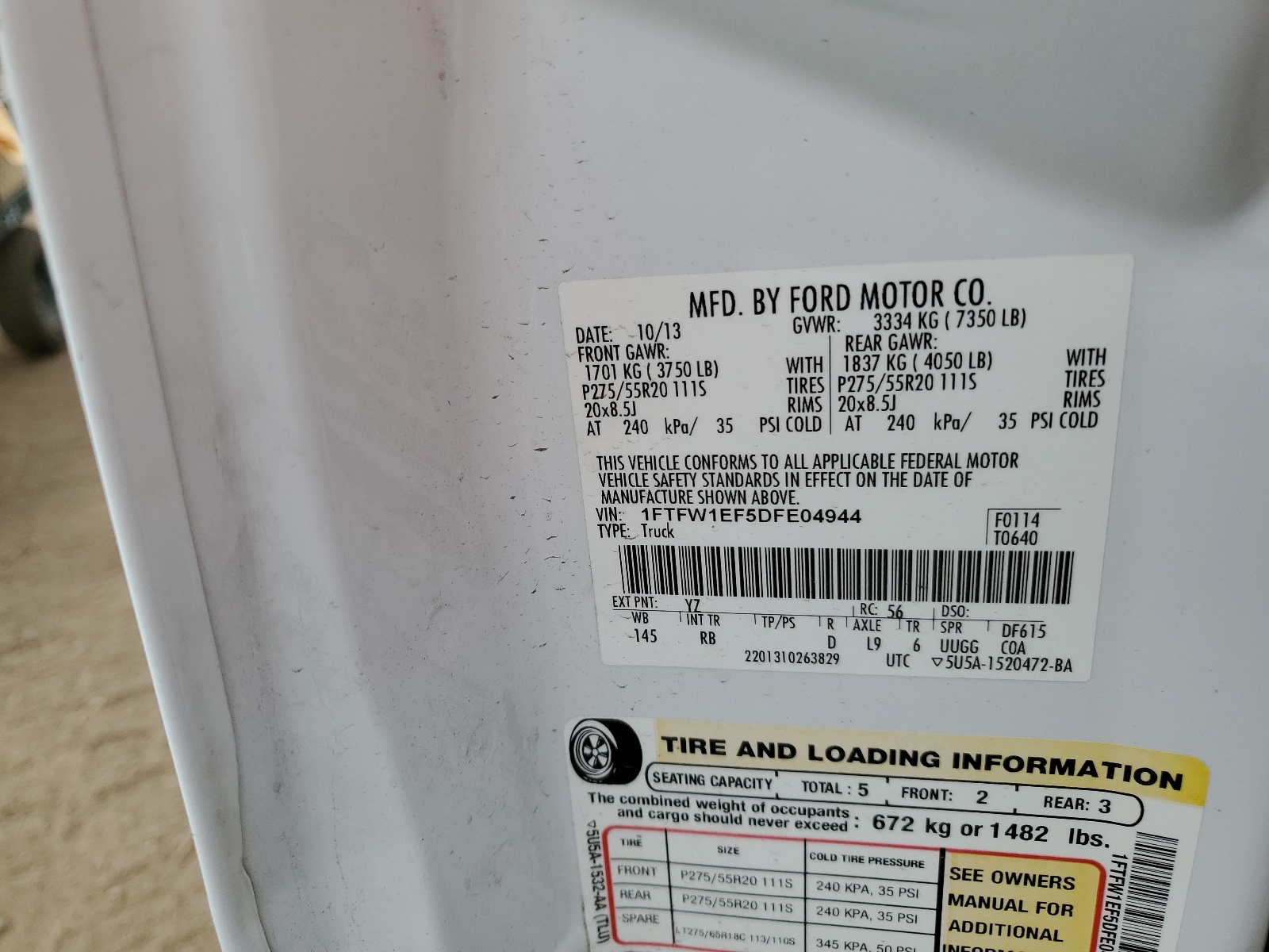 1FTFW1EF5DFE04944 2013 Ford F150 Supercrew