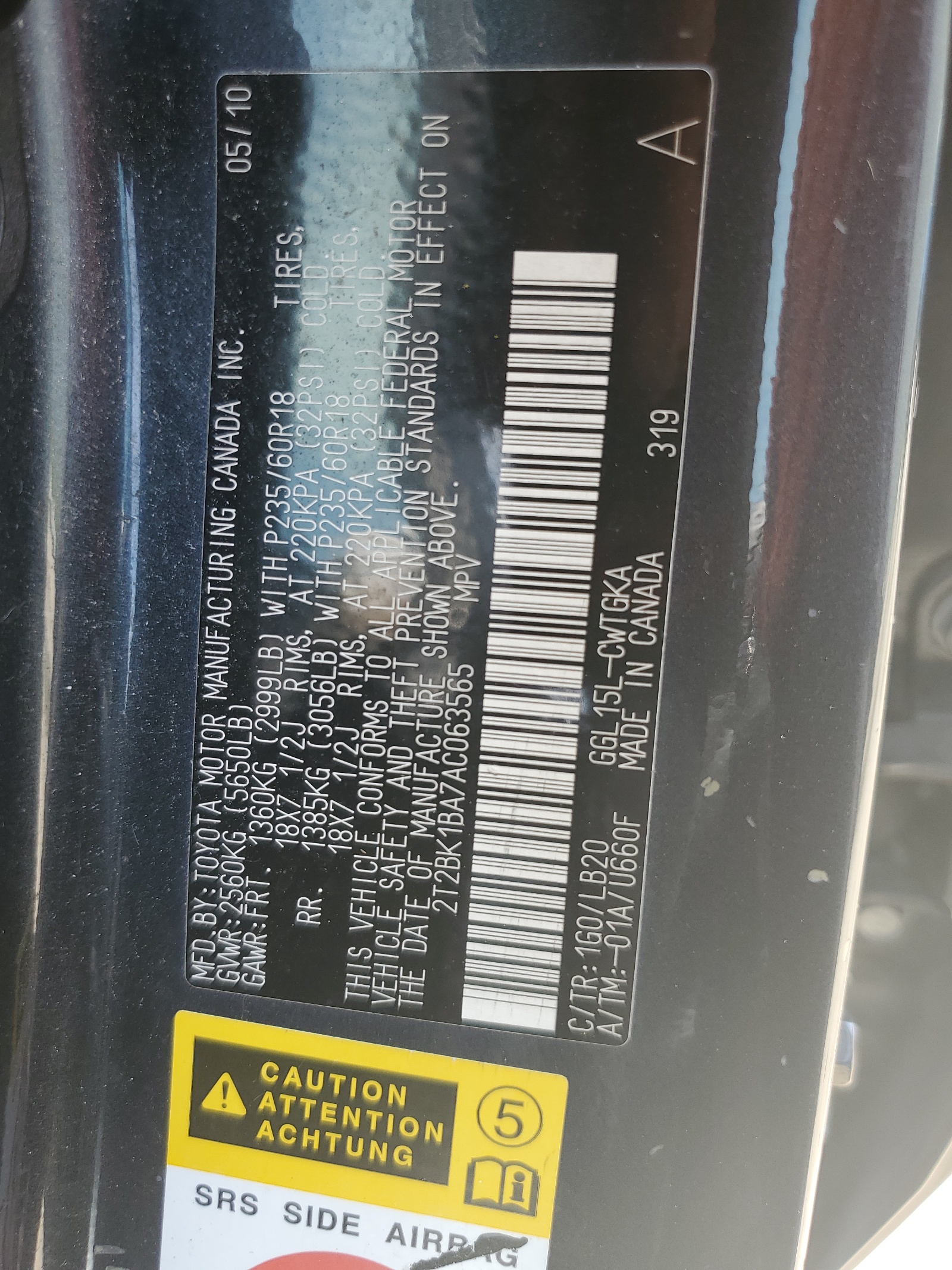 2T2BK1BA7AC063565 2010 Lexus Rx 350