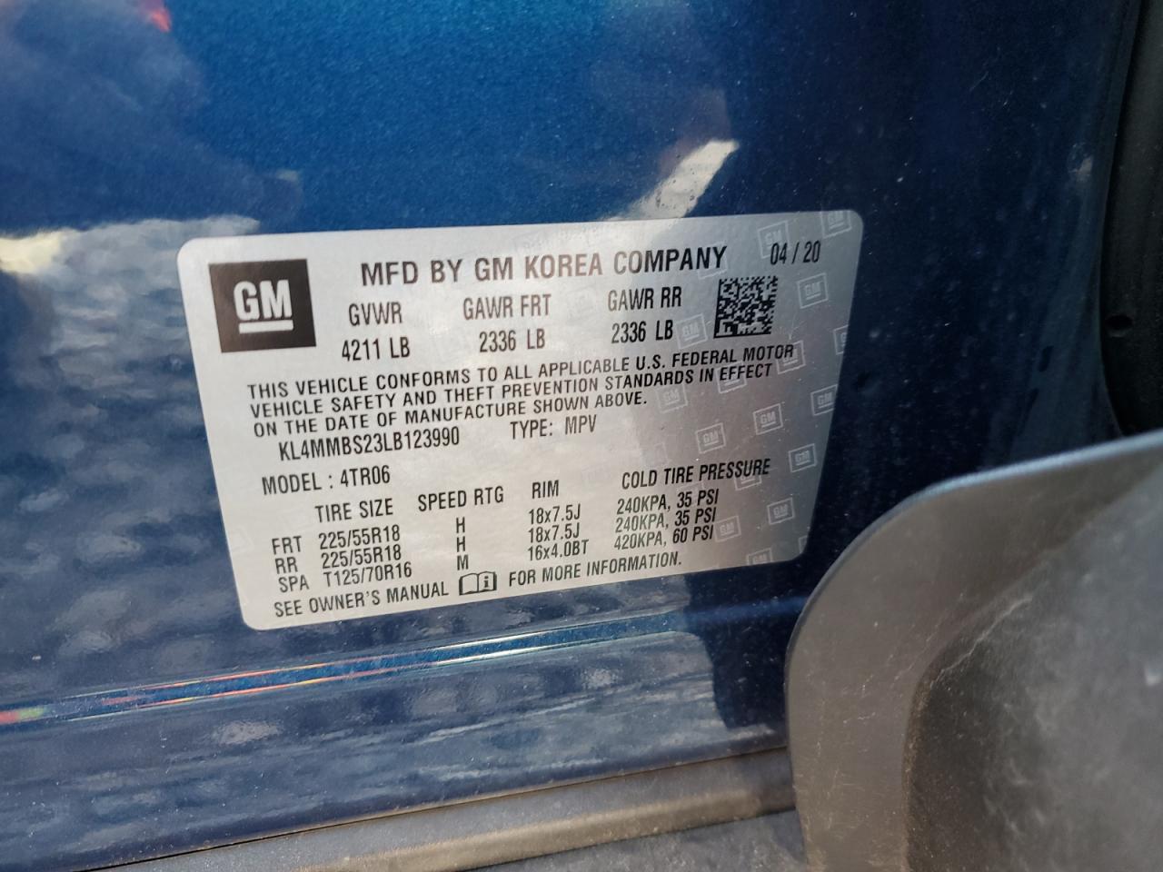 2020 Buick Encore Gx Preferred VIN: KL4MMBS23LB123990 Lot: 63281374