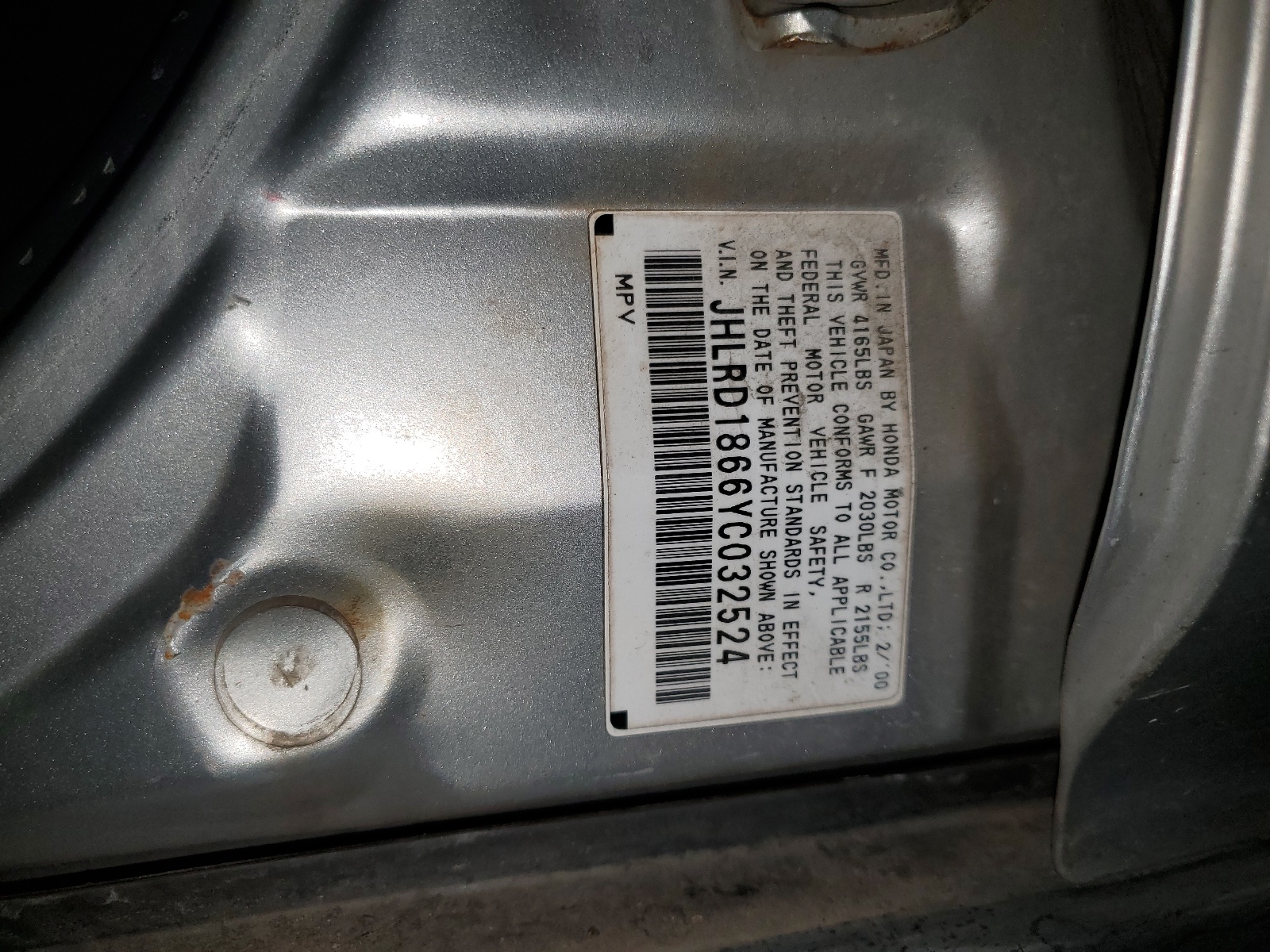 JHLRD1866YC032524 2000 Honda Cr-V Ex