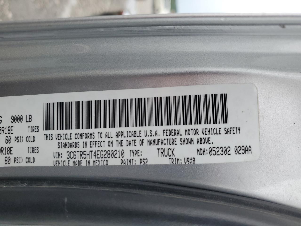 2014 Ram 2500 St VIN: 3C6TR5HT4EG280210 Lot: 64765454