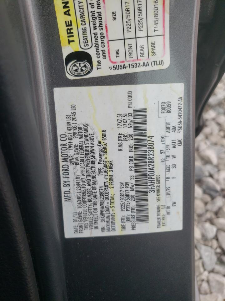 3FAHP0JA2BR238074 2011 Ford Fusion Sel