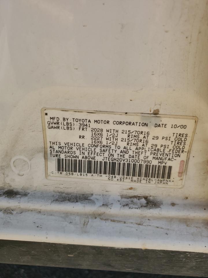 2001 Toyota Rav4 VIN: JTEGH20V310007990 Lot: 65079894