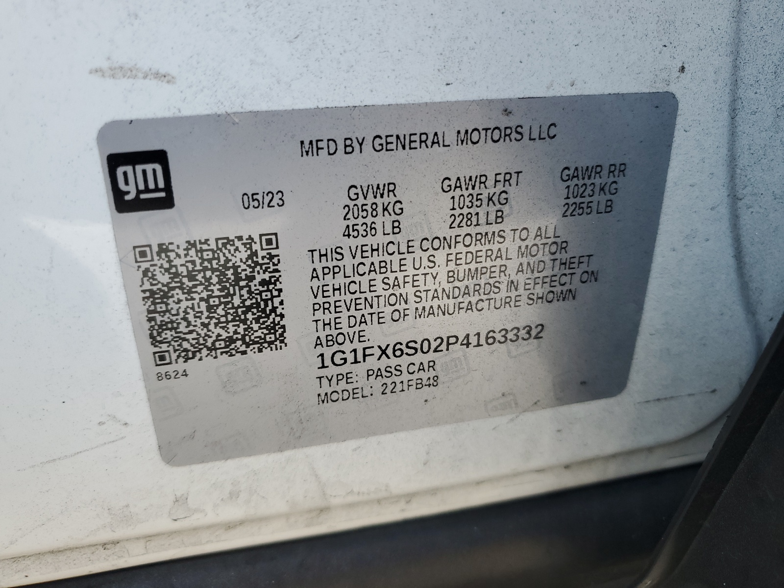 1G1FX6S02P4163332 2023 Chevrolet Bolt Ev 2Lt
