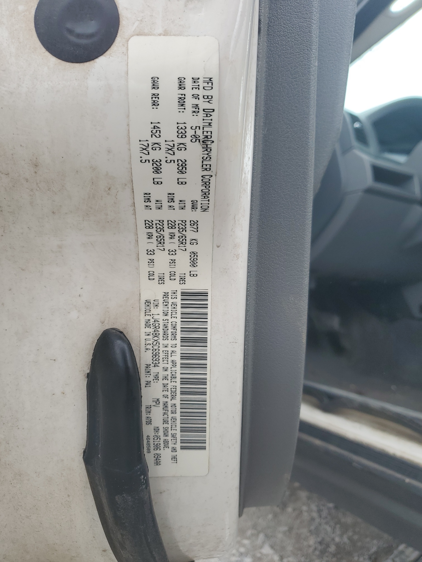 1J4GR48KX5C696934 2005 Jeep Grand Cherokee Laredo