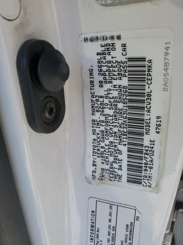 2003 Toyota Camry Le VIN: 4T1BE32K63U185268 Lot: 61862654