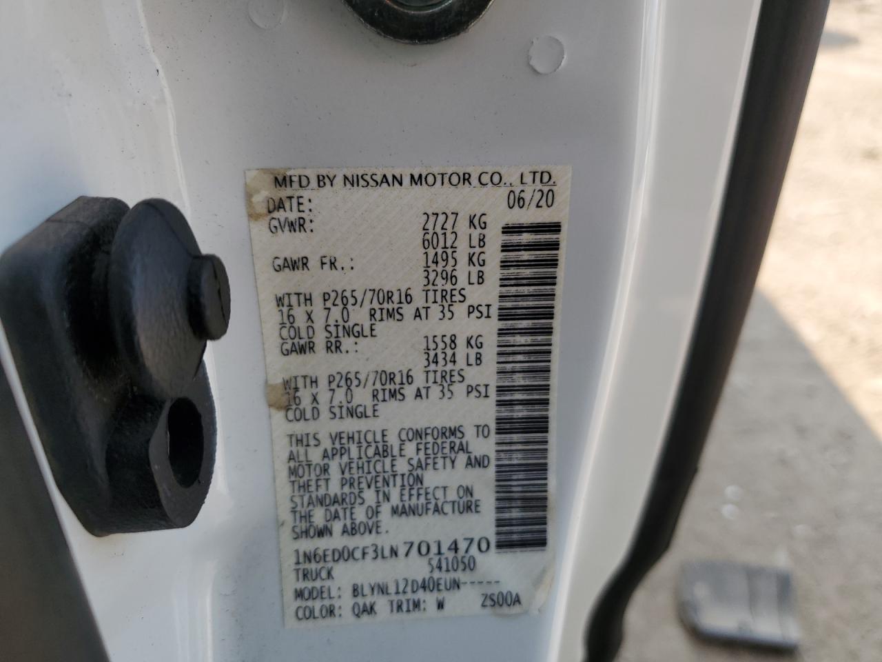 1N6ED0CF3LN701470 2020 NISSAN NAVARA - Image 12