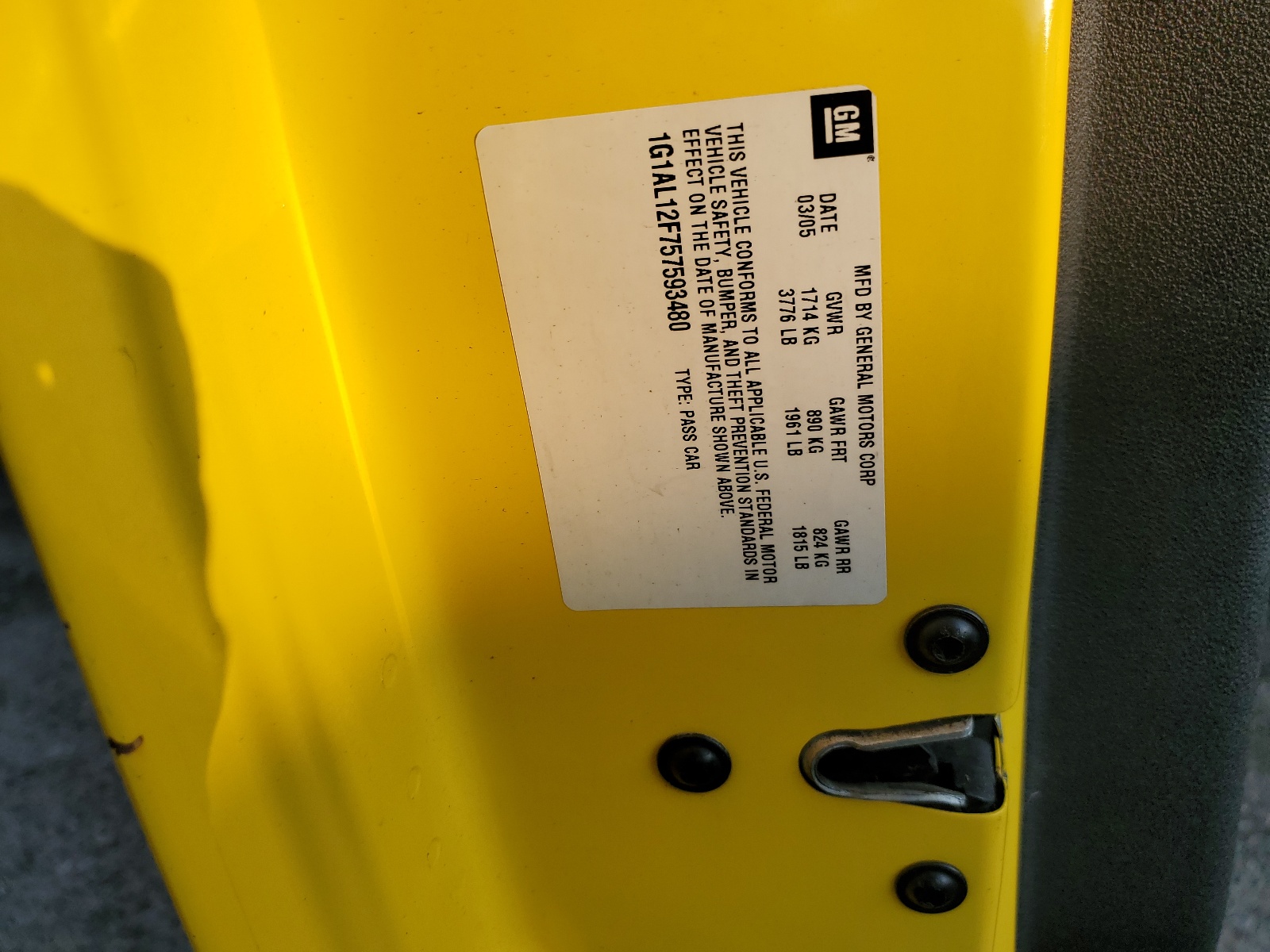 1G1AL12F757593480 2005 Chevrolet Cobalt Ls