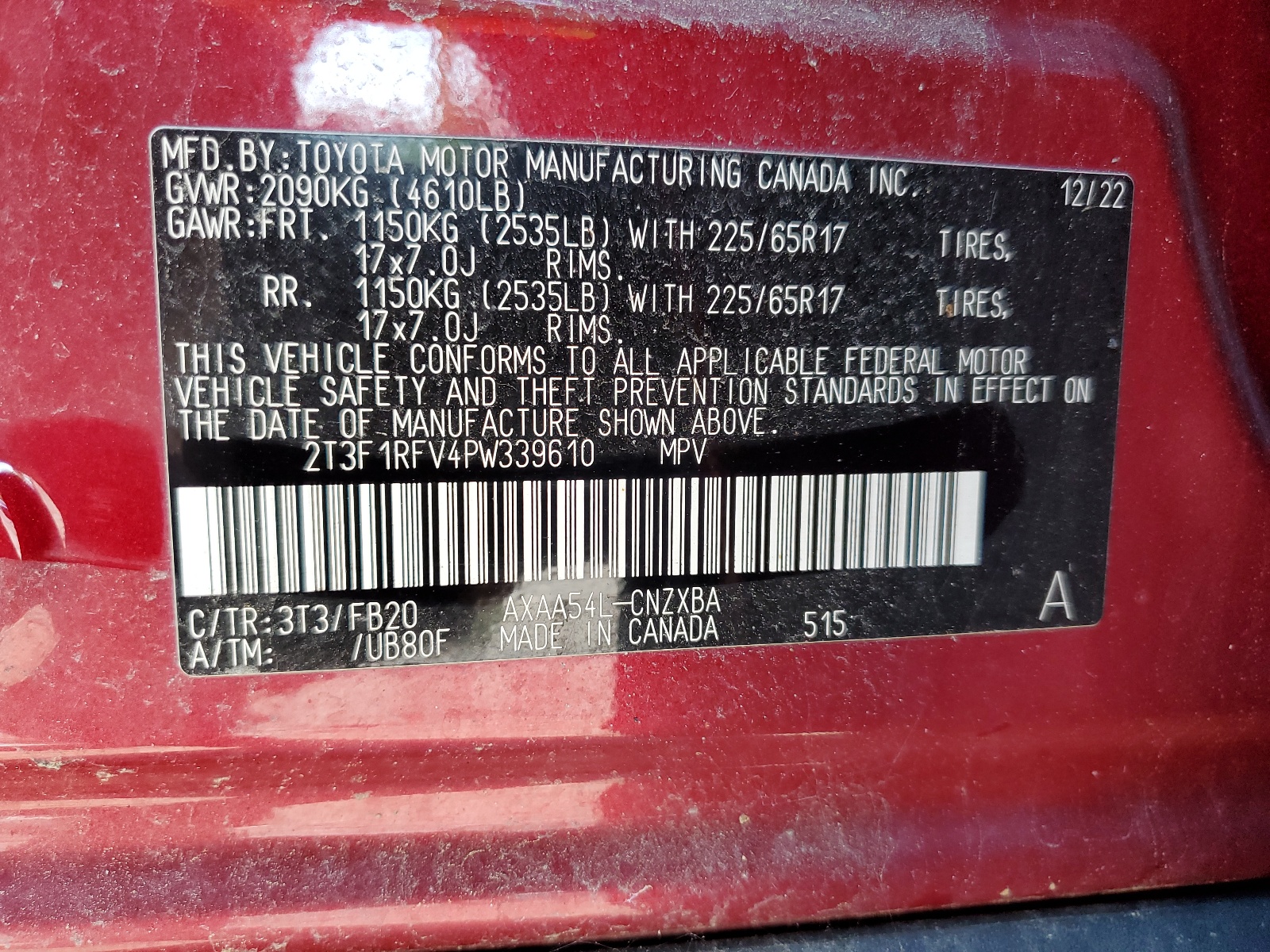 2T3F1RFV4PW339610 2023 Toyota Rav4 Le