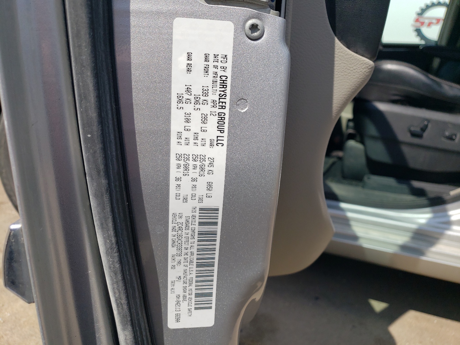 2C4RC1BGXCR338739 2012 Chrysler Town & Country Touring