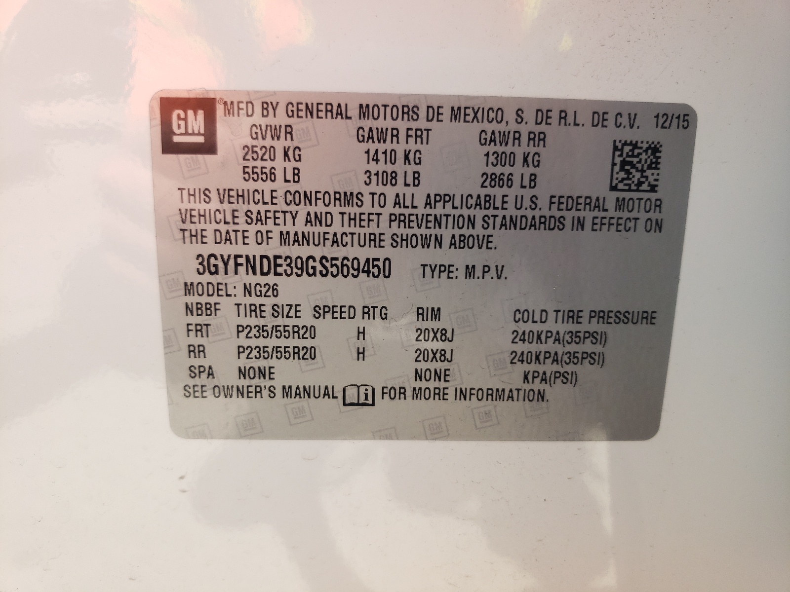 3GYFNDE39GS569450 2016 Cadillac Srx Premium Collection