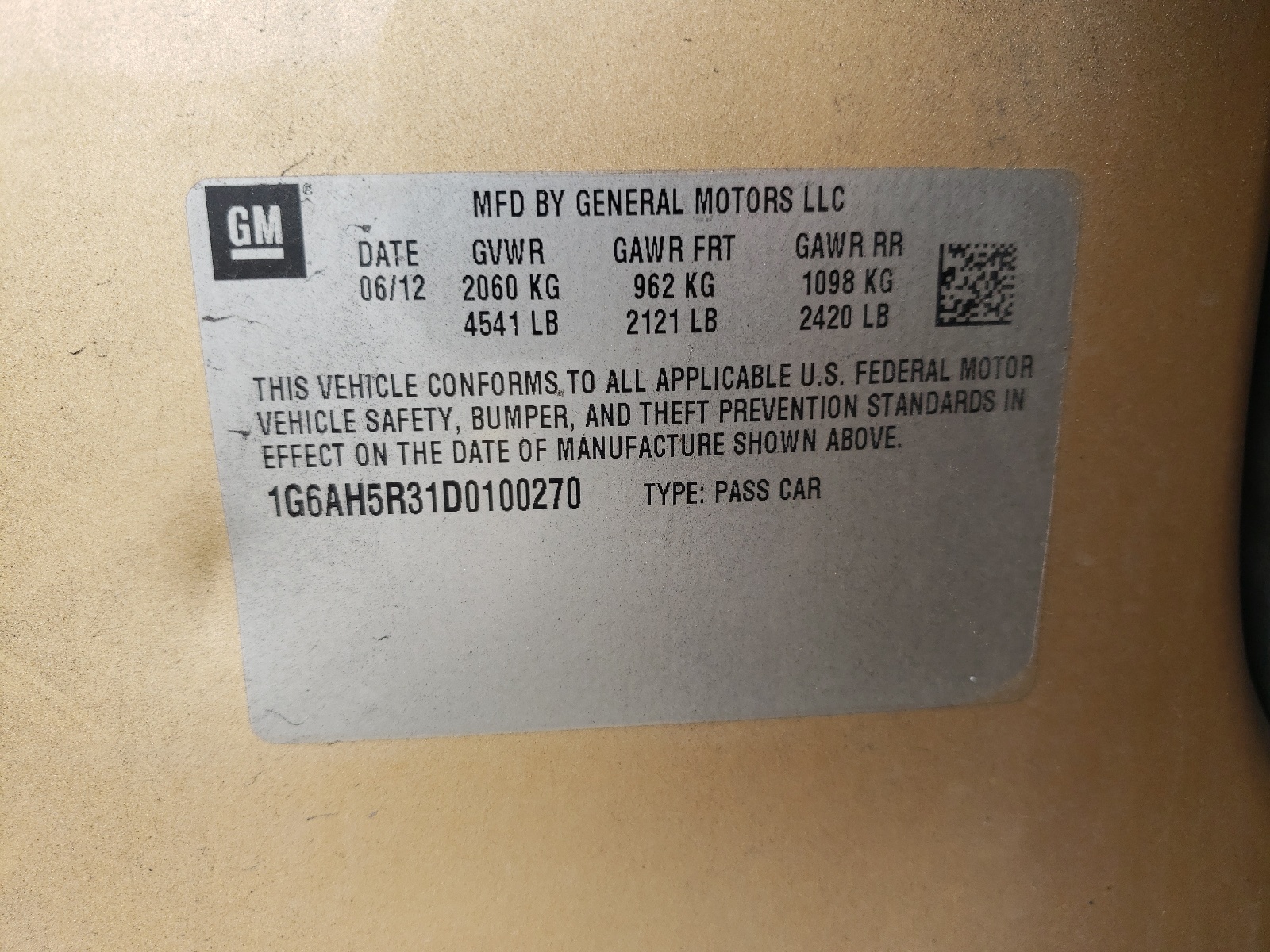 1G6AH5R31D0100270 2013 Cadillac Ats Luxury