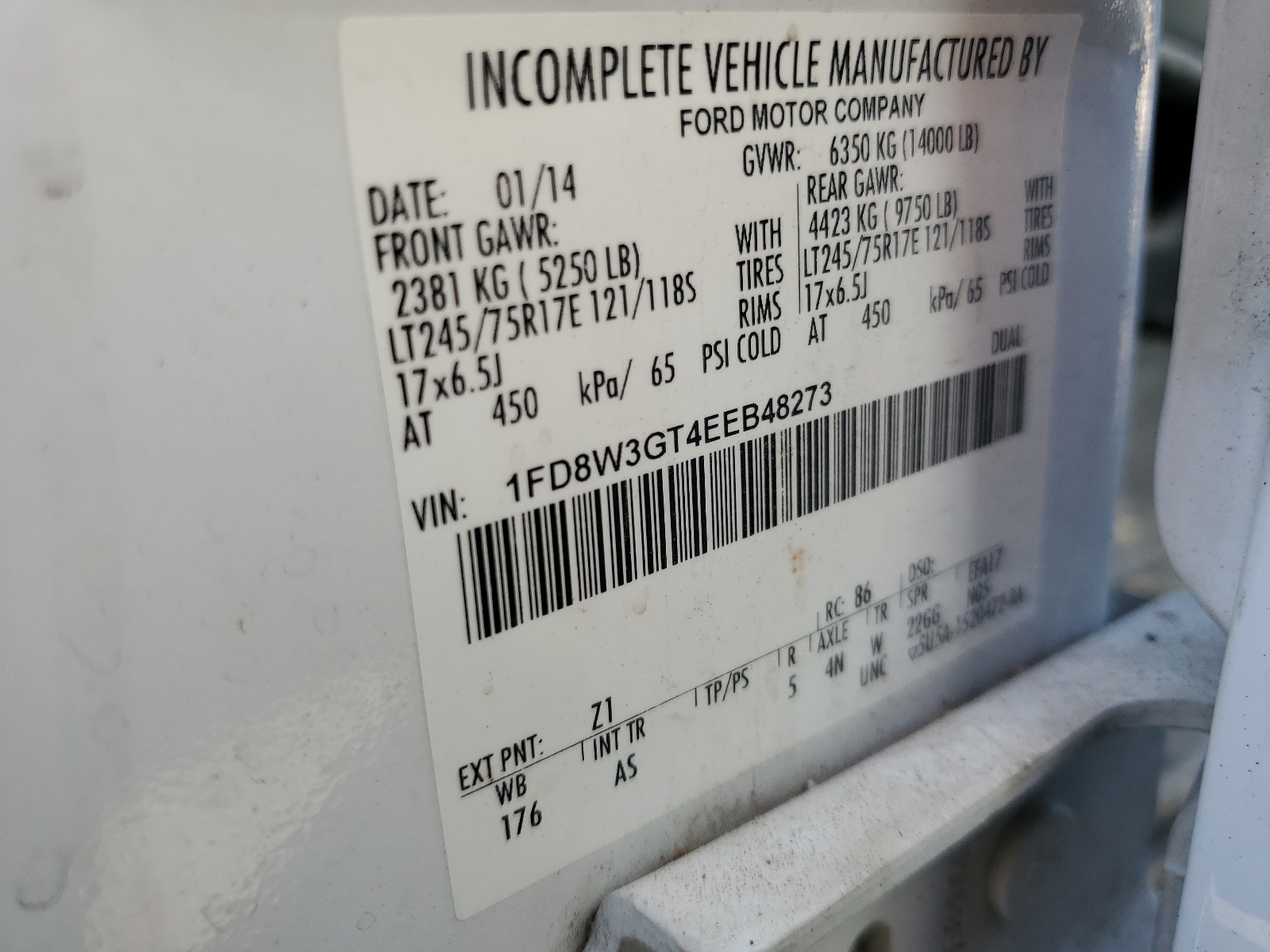 1FD8W3GT4EEB48273 2014 Ford F350 Super Duty