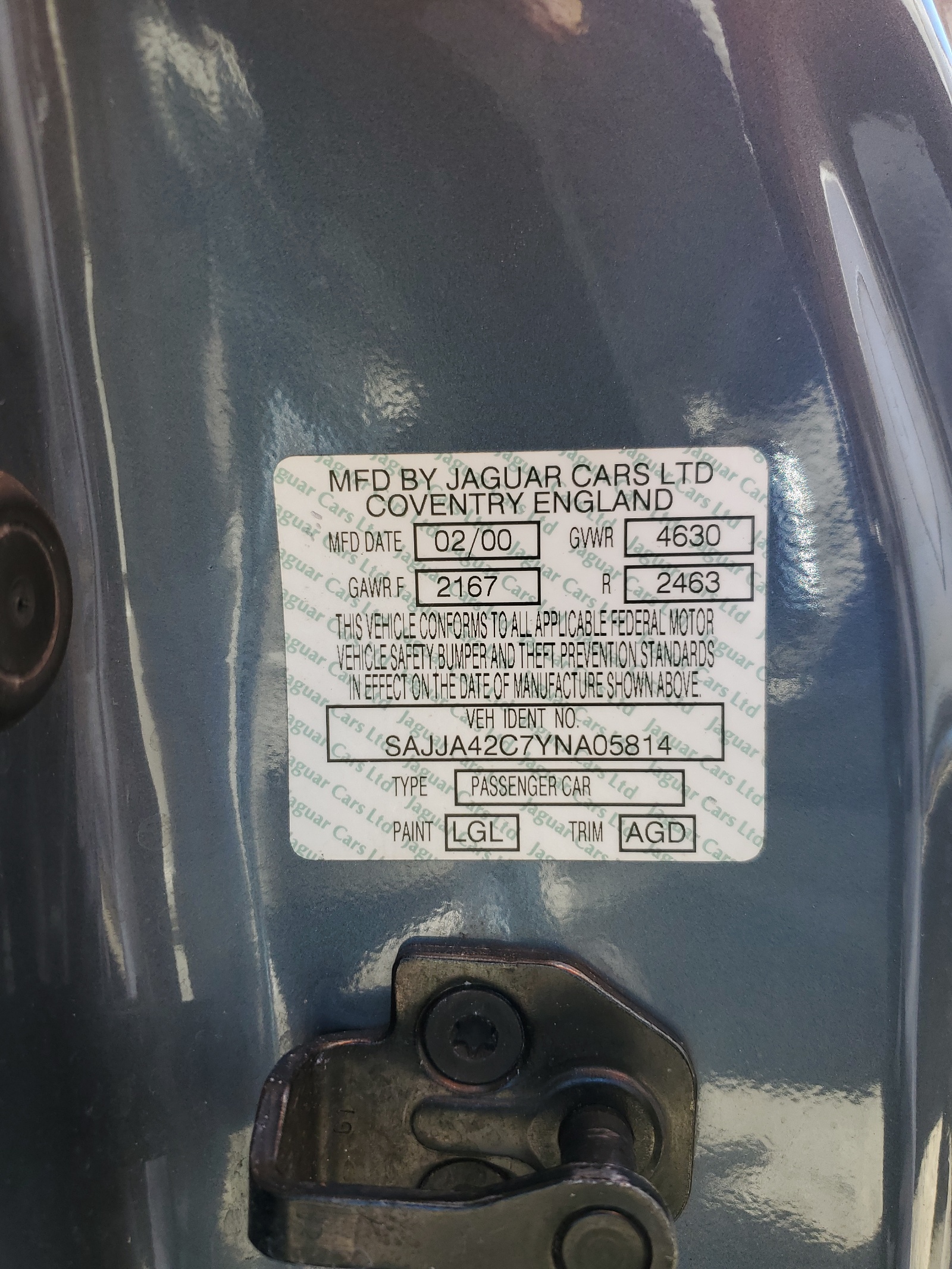SAJJA42C7YNA05814 2000 Jaguar Xk8