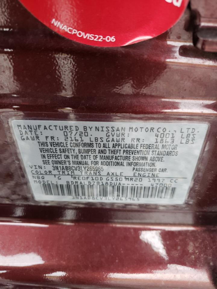 2020 Nissan Sentra Sv VIN: 3N1AB8CV3LY265965 Lot: 63000354