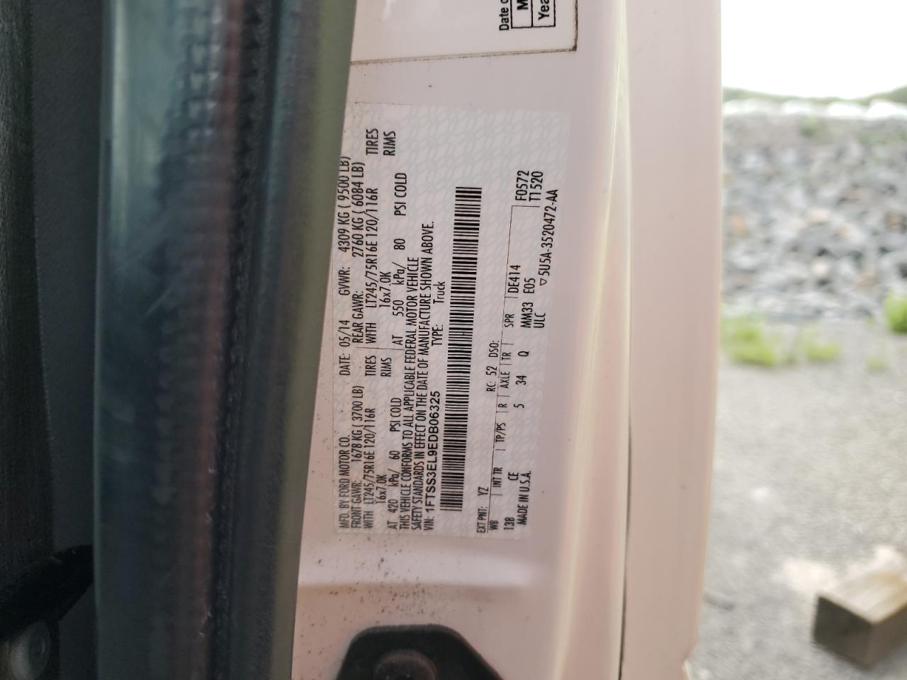 2014 Ford Econoline E350 Super Duty Van VIN: 1FTSS3EL9EDB06325 Lot: 62769154