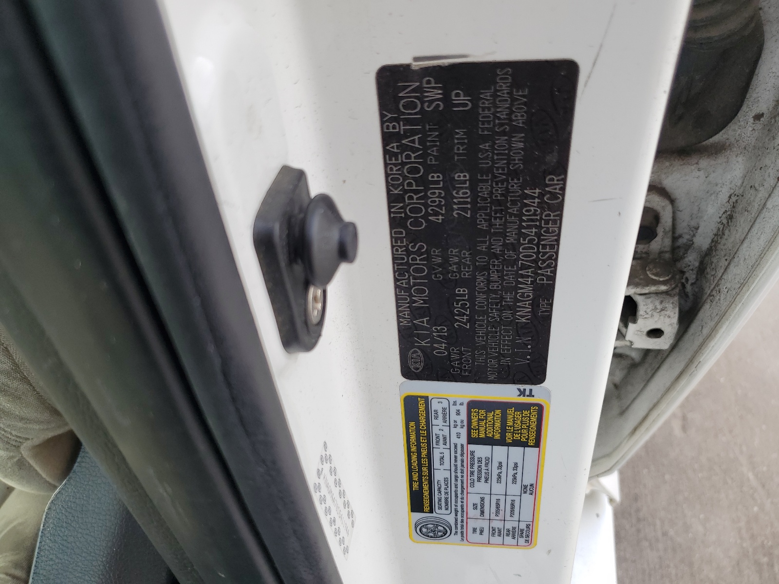 KNAGM4A70D5411944 2013 Kia Optima Lx