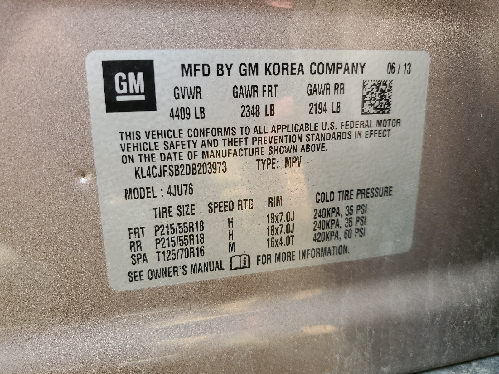 KL4CJFSB2DB203973 2013 Buick Encore Convenience