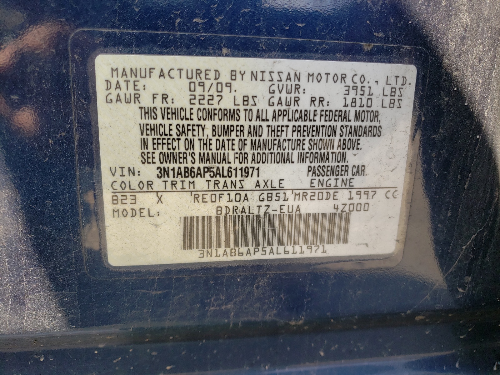 3N1AB6AP5AL611971 2010 Nissan Sentra 2.0