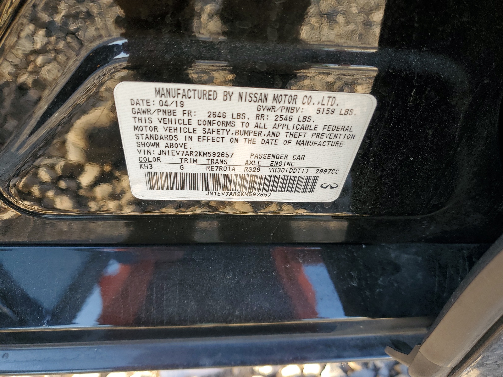 JN1EV7AR2KM592657 2019 Infiniti Q50 Luxe