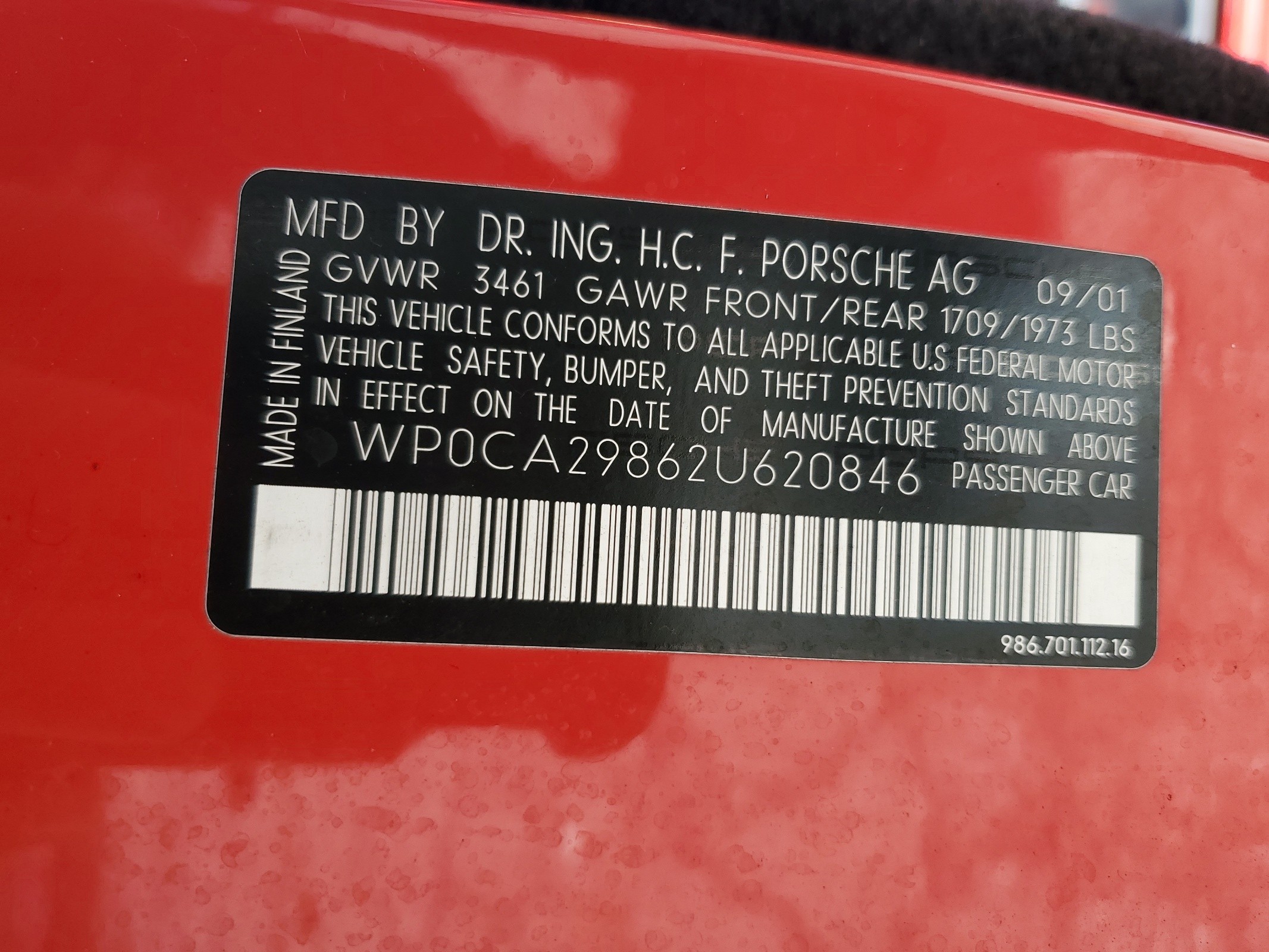 WP0CA29862U620846 2002 Porsche Boxster