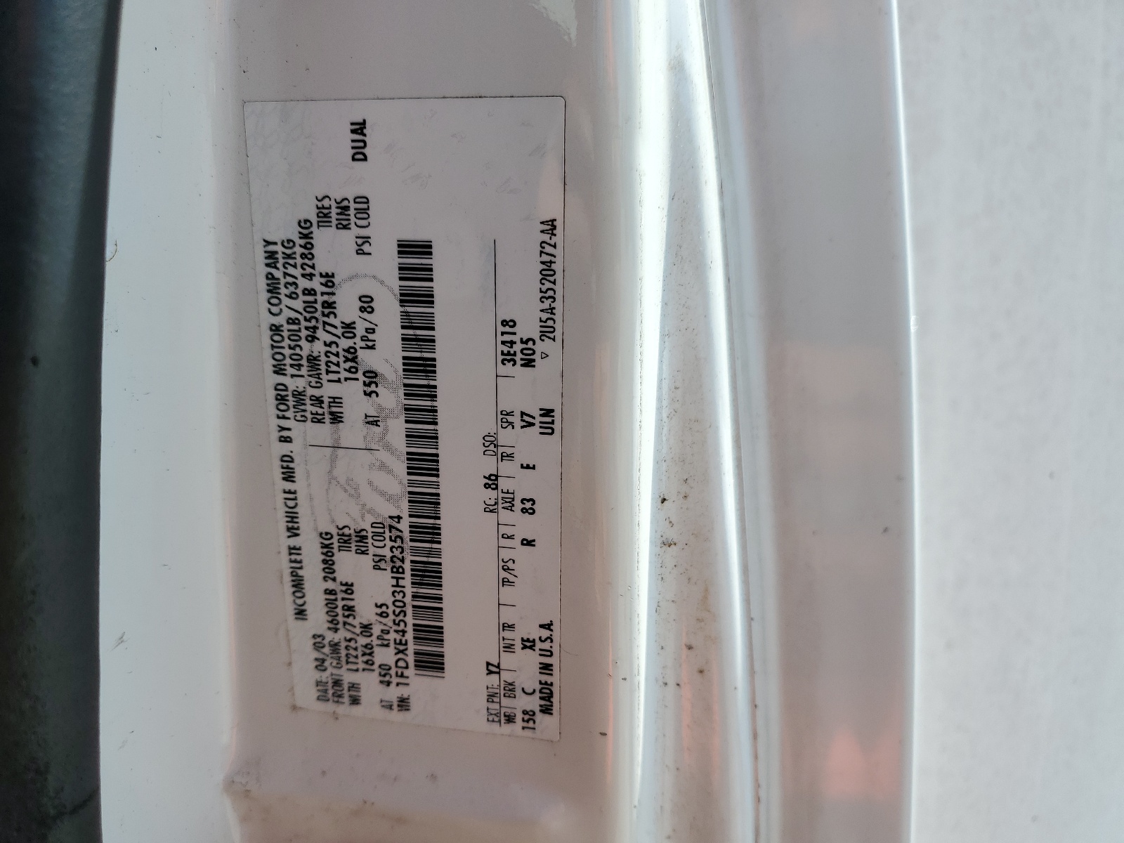 1FDXE45S03HB23574 2003 Ford Econoline E450 Super Duty Cutaway Van