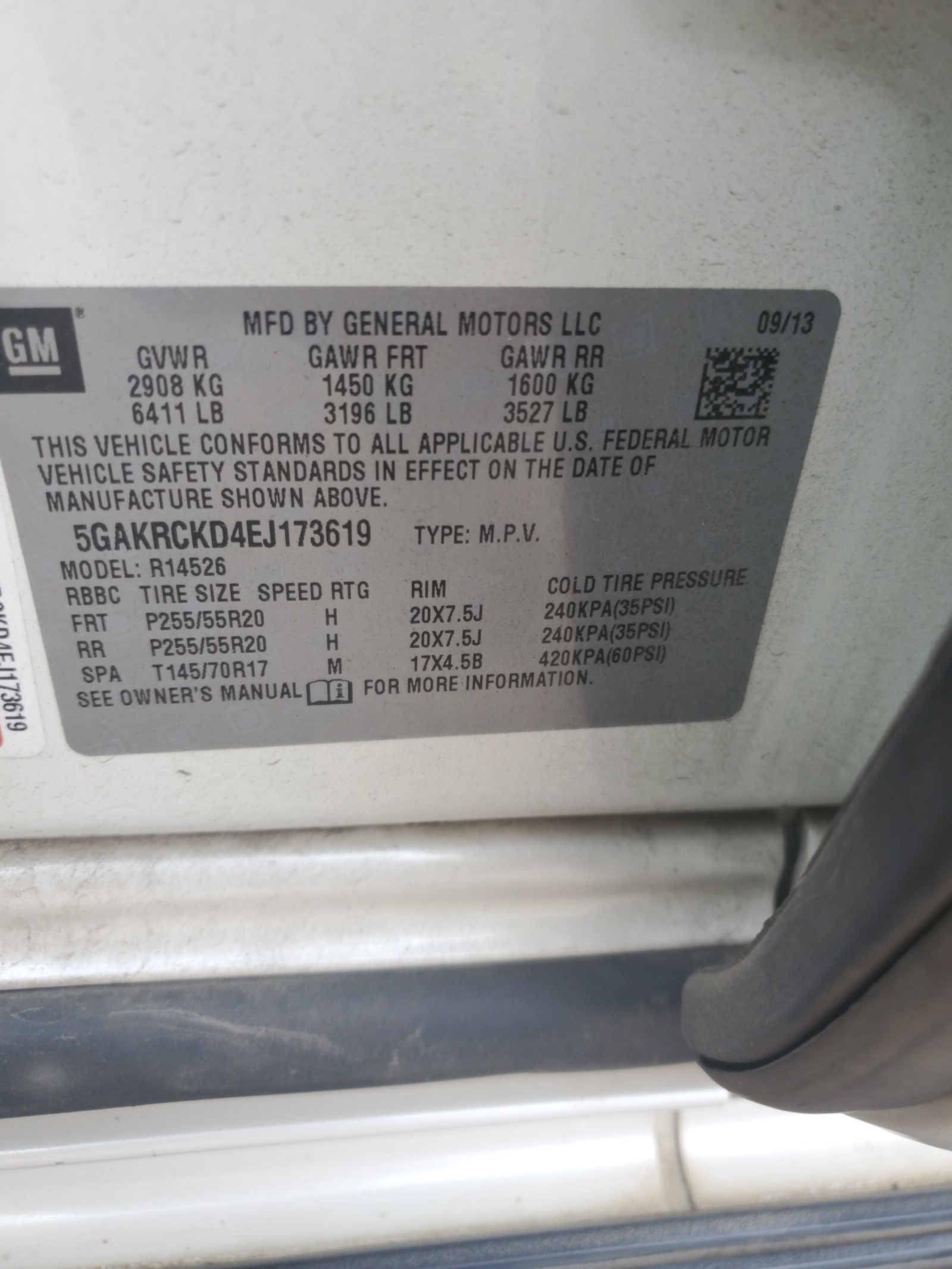 5GAKRCKD4EJ173619 2014 Buick Enclave