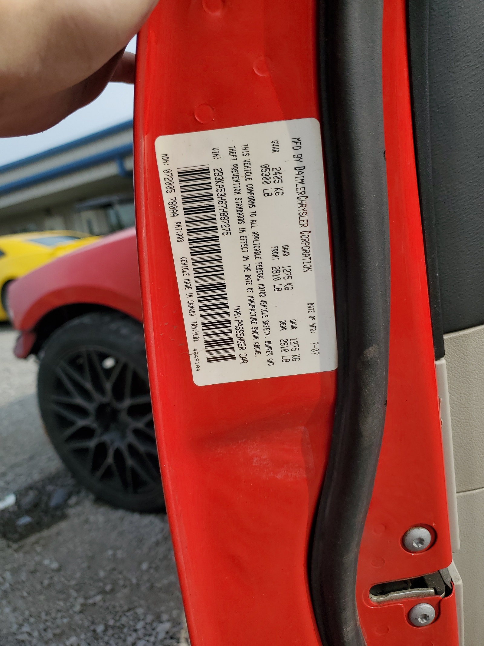 2B3KA53H67H887275 2007 Dodge Charger R/T