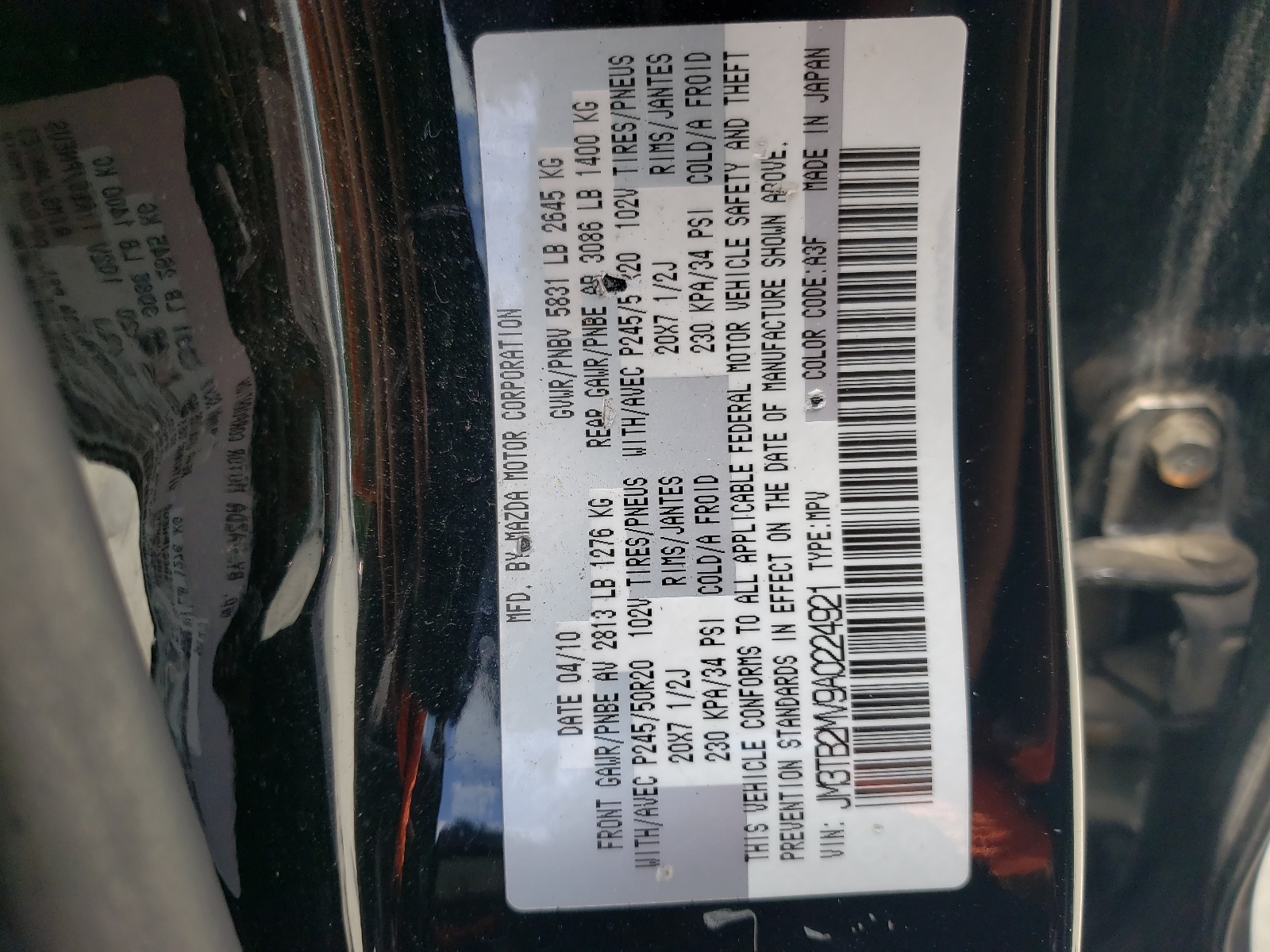 JM3TB2MV9A0224921 2010 Mazda Cx-9