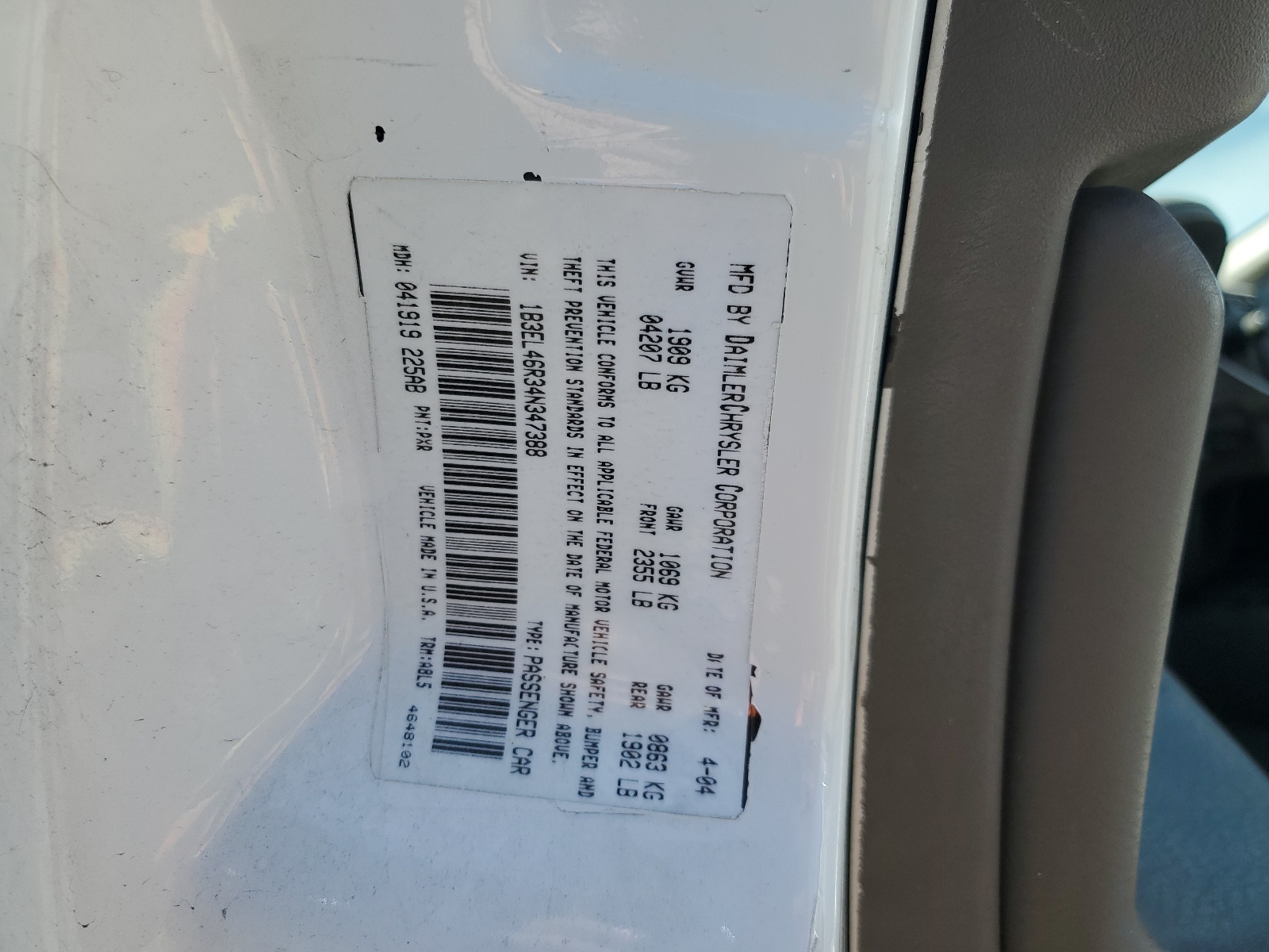 1B3EL46R34N347388 2004 Dodge Stratus Sxt