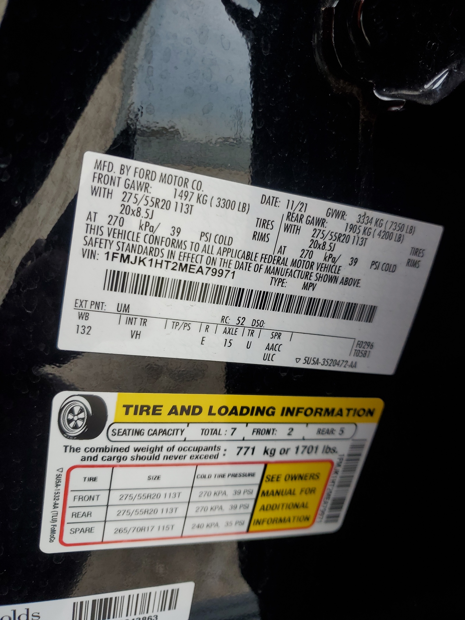 1FMJK1HT2MEA79971 2021 Ford Expedition Max Xlt