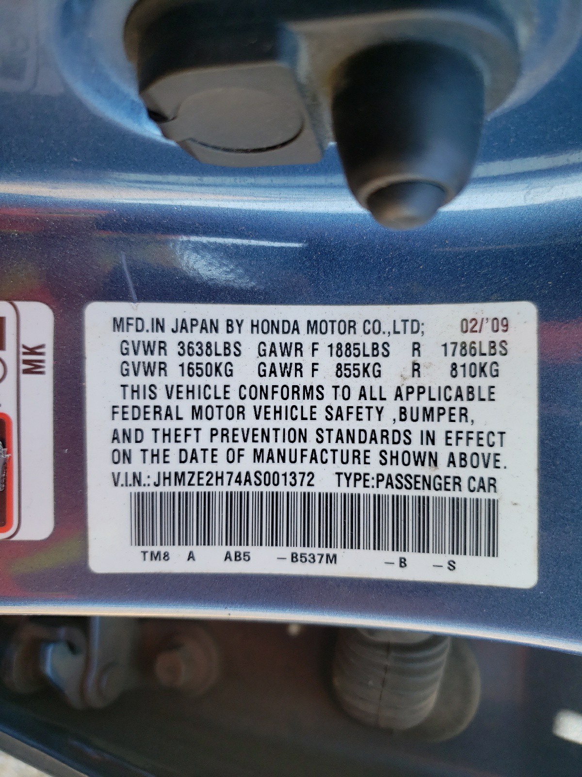 JHMZE2H74AS001372 2010 Honda Insight Ex