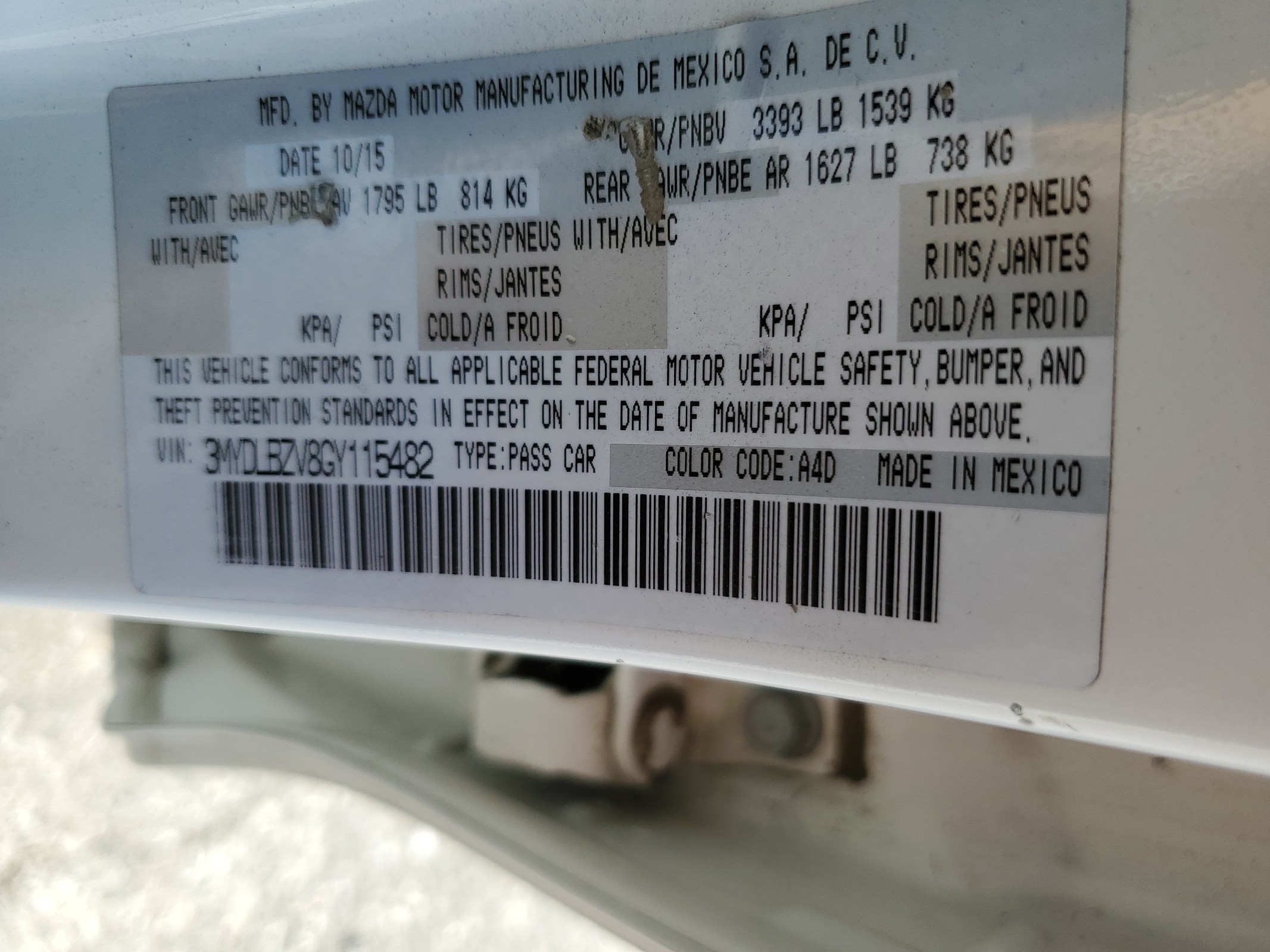 3MYDLBZV8GY115482 2016 Toyota Scion Ia