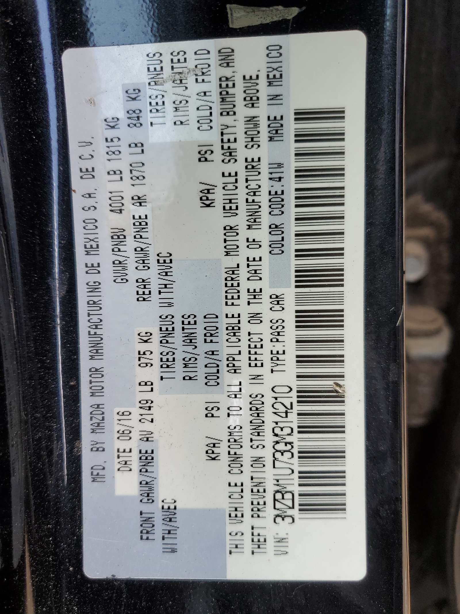 3MZBM1U73GM314210 2016 Mazda 3 Sport