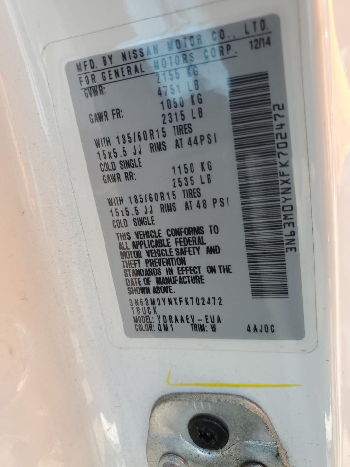 2015 Chevrolet City Express Ls VIN: 3N63M0YNXFK702472 Lot: 62509204