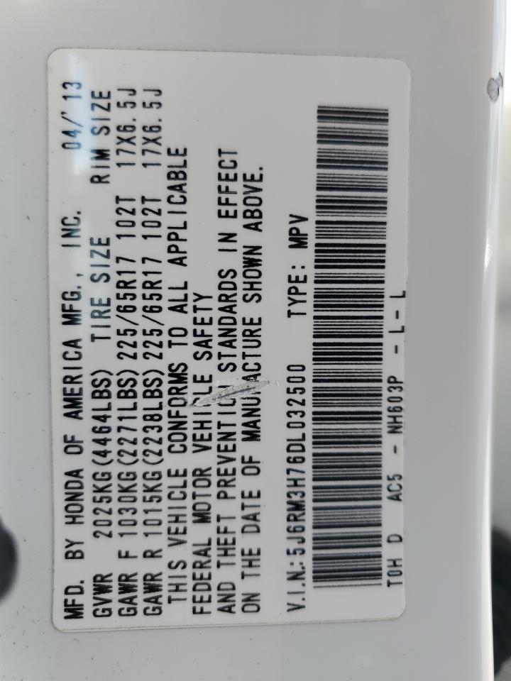 2013 Honda Cr-V Exl VIN: 5J6RM3H76DL032500 Lot: 64375374