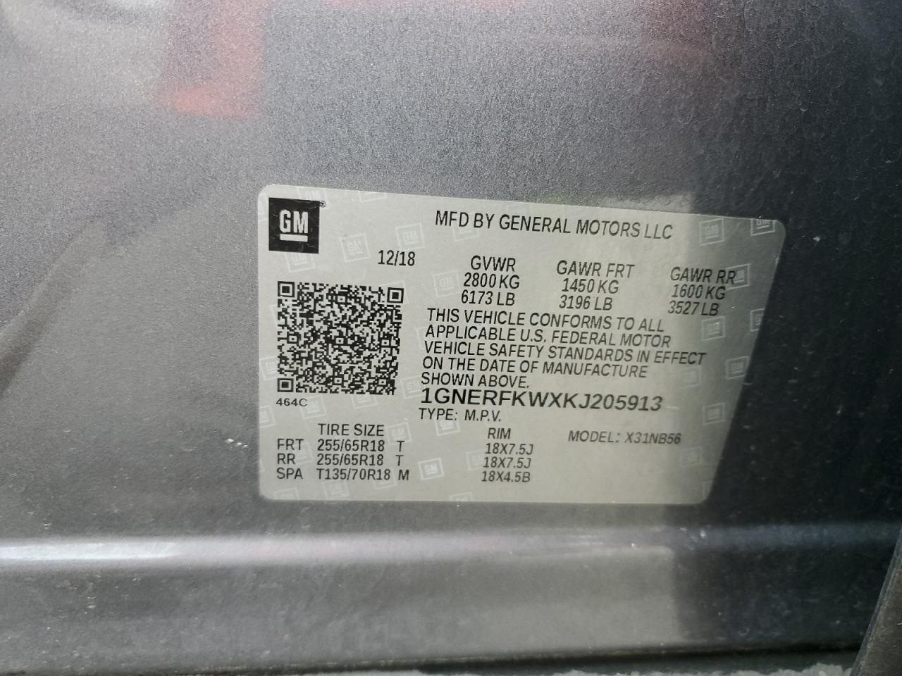 2019 Chevrolet Traverse Ls VIN: 1GNERFKWXKJ205913 Lot: 64634224