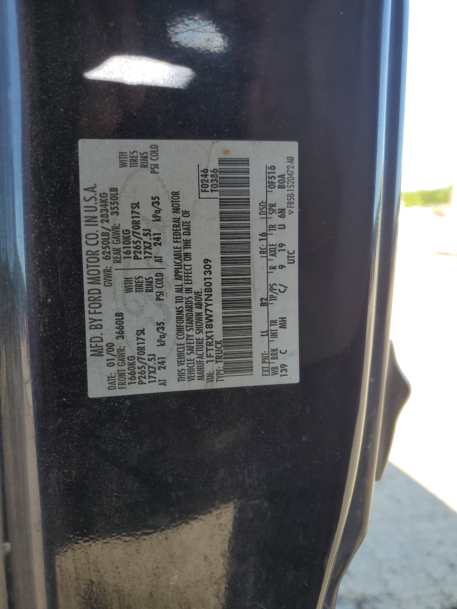 1FTRX18W7YNB01309 2000 Ford F150