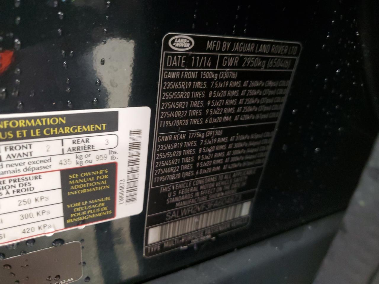 2015 Land Rover Range Rover Sport Hse VIN: SALWR2VF3FA604873 Lot: 65004734