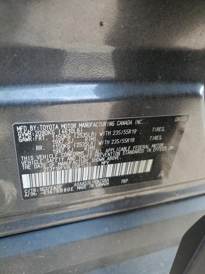 2020 Toyota Rav4 Limited VIN: 2T3Y1RFV8LC081533 Lot: 65351504